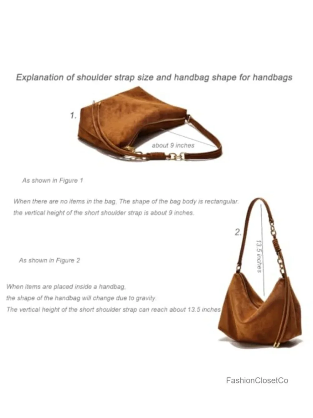 Faux Suede Hobo Crossbody Shoulder Bag with Adjustable Strap